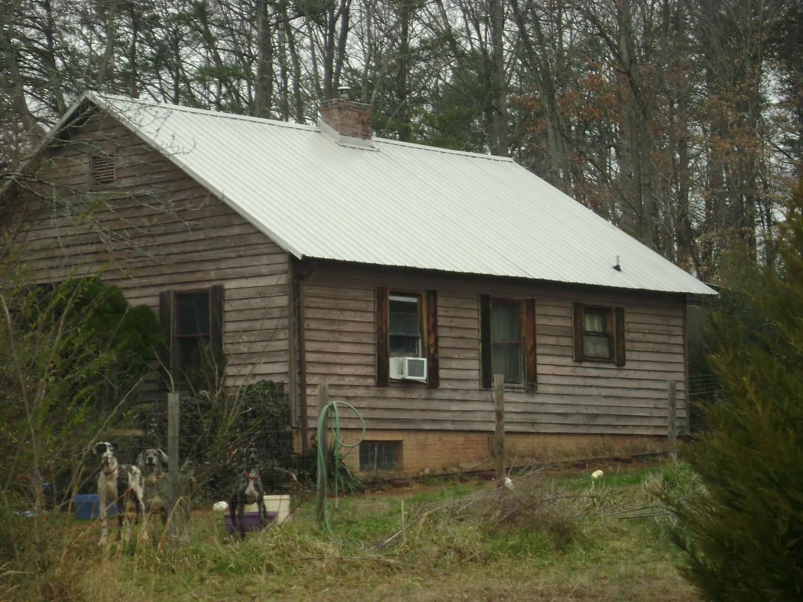White metal roof on an old wood sided farmhouse, from a Asphalt Shingle Roof Repair job in Hooper